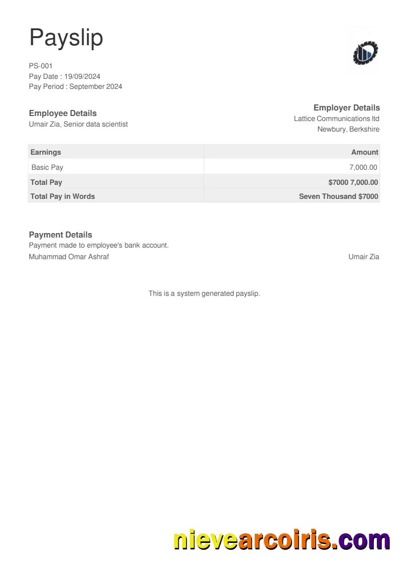 equipment testing company payslip
